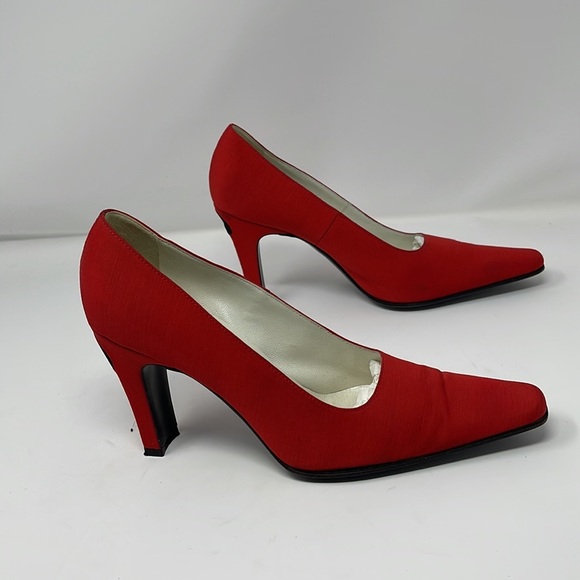 Moschino Red Fabric Question Mark Pumps Vintage - Picture 4 of 15
